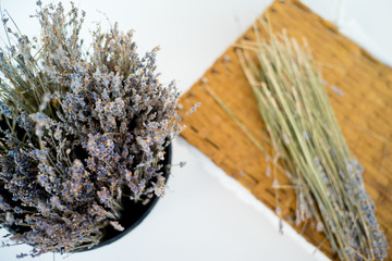 Lavender flowers on table