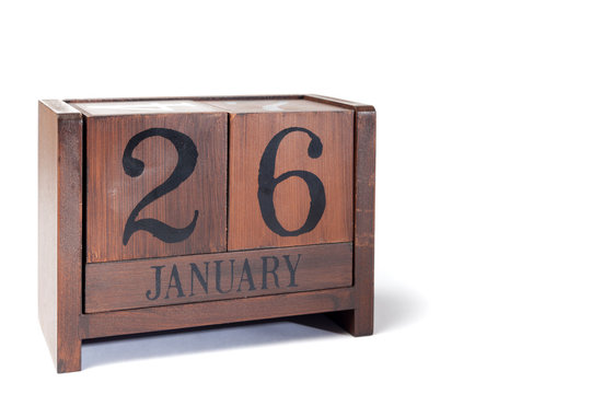 Wooden Perpetual Calendar set to January 26th