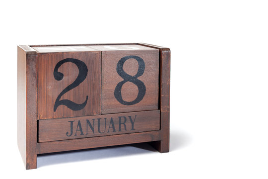 Wooden Perpetual Calendar set to January 28th