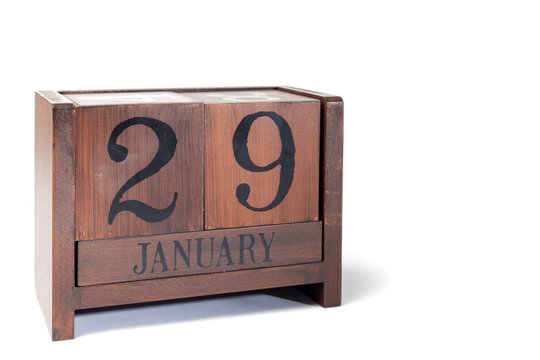 Wooden Perpetual Calendar set to January 29th