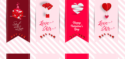 Romance set design for valentine and wedding. valentine set banner. Love typography. Romance card.