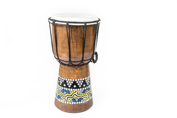 Handmade Djembe drum on the white background