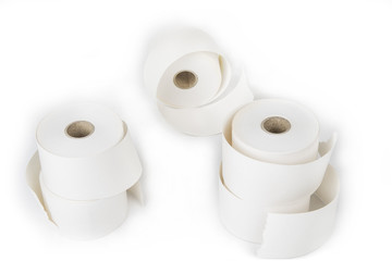 Paper rolls for calculator or cashier on white