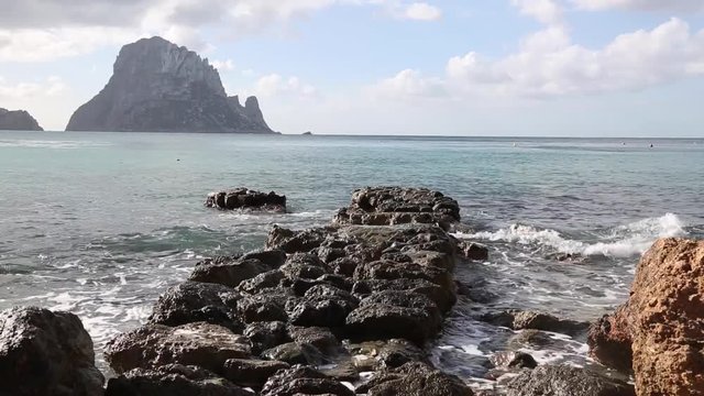 Jetty at Cala Hort Cove Beach, Ibiza, Spain