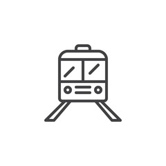 Train line icon, outline vector sign, linear style pictogram isolated on white. Railway symbol, logo illustration. Editable stroke