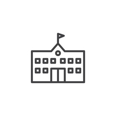 School building line icon, outline vector sign, linear style pictogram isolated on white. Symbol, logo illustration. Editable stroke