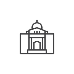 Mosque building palace line icon, outline vector sign, linear style pictogram isolated on white. Symbol, logo illustration. Editable stroke