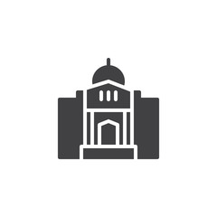 Fototapeta premium Mosque building palace icon vector, filled flat sign, solid pictogram isolated on white. Symbol, logo illustration