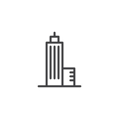 Skyscraper building construction line icon, outline vector sign, linear style pictogram isolated on white. Symbol, logo illustration. Editable stroke