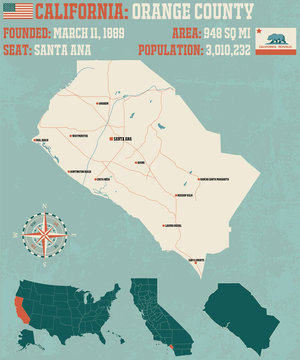 Large And Detailed Map Of Orange County In California.