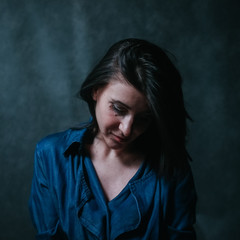 Beautiful women portrait in studio on dark background