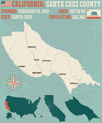 Large and detailed map of Santa Cruz county in California.
