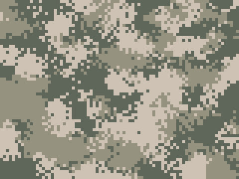 
Digital pixel camouflage pattern. Military texture background. Khaki army camouflage