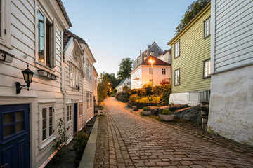 Fototapeta na wymiar Nedre Strangehagen Street in Bergen Norway