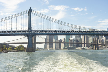 Manhattan Bridge In Front Of Lower Manhattan New York City