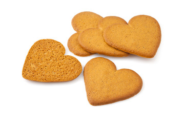 Cookies in the shape of a heart isolated on white.