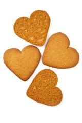 Cookies in the shape of a heart isolated on white.