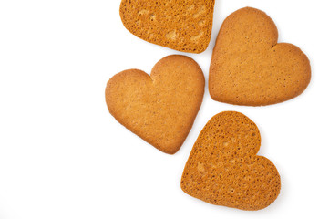 Cookies in the shape of a heart isolated on white.