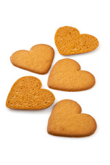 Cookies in the shape of a heart isolated on white.