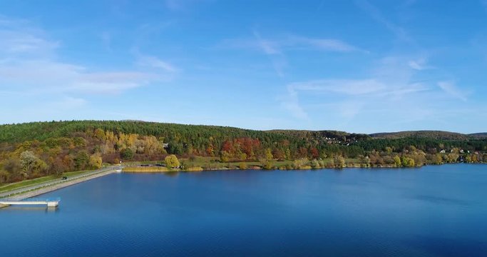 Aerial view of lake orfu with trees
