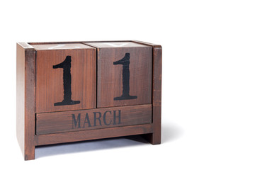 Wooden Perpetual Calendar set to March 11th