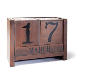 Wooden Perpetual Calendar set to March 17th