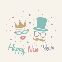 Happy New Year - poster in retro style. Vector.