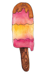 Watercolor Hand Drawn Colorful Ice Cream