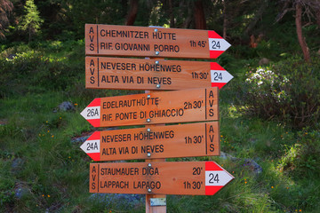 Wegweiser für Bergsteiger