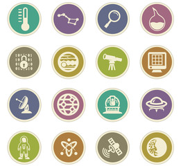 Faculty of astronomy icons set