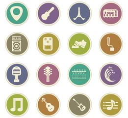 Guitar and accessories icons set