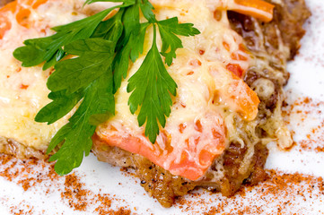 beefsteak with cheese, macro