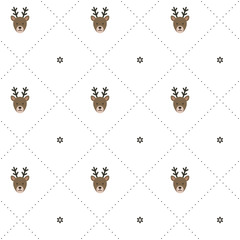 Seamless vector pattern. Cute reindeer. Christmas motif. Baby motif.