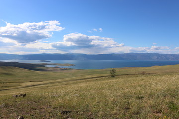 Siberian steppe landscape on Lake Baikal