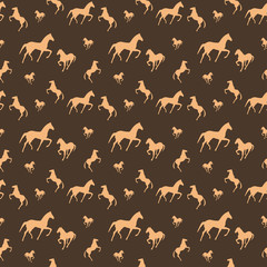 Brown horses seamless pattern. Can be used for textile, website background, book cover, packaging.