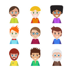 Set of people icons for avatars. Stock vector template, easy to use.