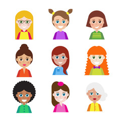 Set of people icons for avatars. Stock vector template, easy to use.