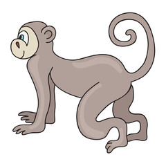 Funny monkey. Cartoon and vector isolated character