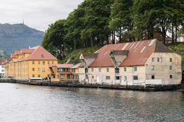 Fototapeta premium Old wooden warehouse near Bergen Norway