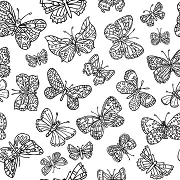 Vector seamless pattern with butterflies. Can be used for textile, website background, book cover, packaging.