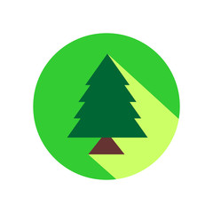 Obraz premium Pine tree flat design icon with long shadow.