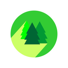 Fototapeta premium Pine tree flat design icon with long shadow.