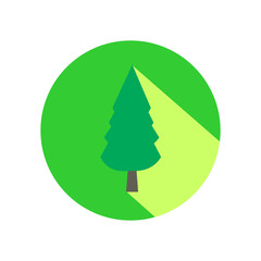 Pine tree flat design icon with long shadow.