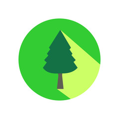 Fototapeta premium Pine tree flat design icon with long shadow.