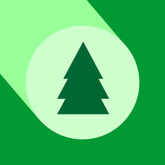 Pine tree flat design icon with long shadow.
