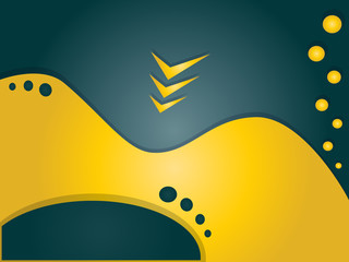 Design in dark blue grey and yellow with circles and arrows - background for website, card, banner, poster