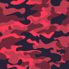 Seamless fashion elite tan red camo pattern vector.Classic clothing style masking camo repeat print. Red, white, brown black colors forest texture. Design element. Vector illustration - obrazy, fototapety, plakaty