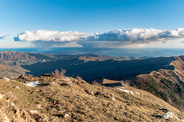 Mountain top and hike in Liguria in Italy