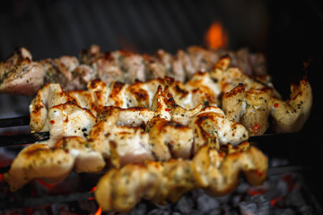 tasty meat roasted on the grill