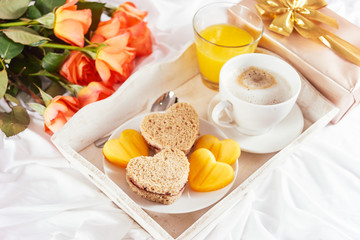 Breakfast with roses for Valentine's Day